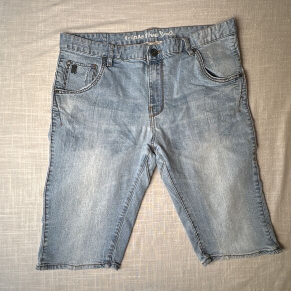 Triple Five Soul Men’s Sz 34 Light Wash Jorts‎ Denim Jean Shorts 555 Soul Y2K - Picture 5 of 15